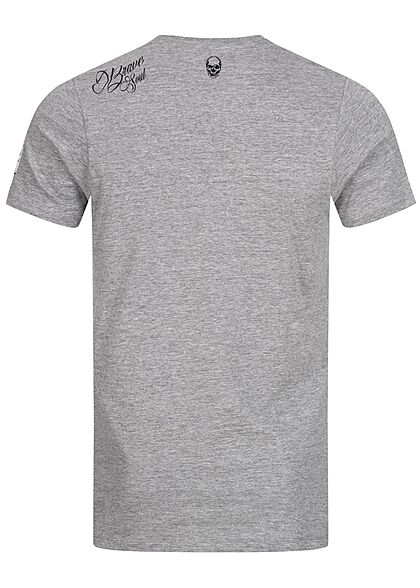 Brave Soul Herren T-Shirt Skelett Print marl hell grau