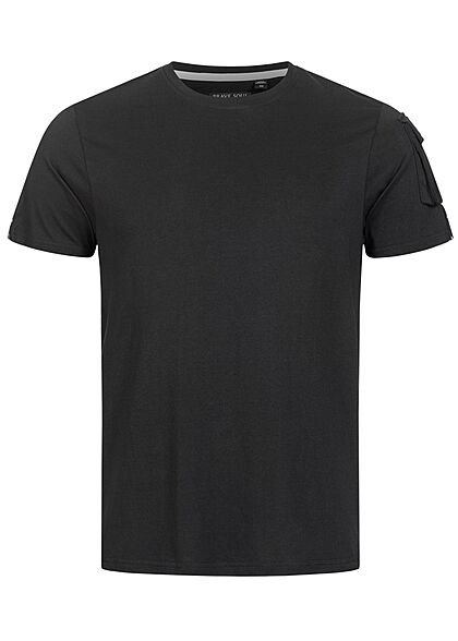 Brave Soul Herren T-Shirt Schultertasche Kontrast Streifen jet schwarz
