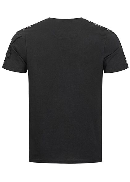 Brave Soul Herren T-Shirt Schultertasche Kontrast Streifen jet schwarz