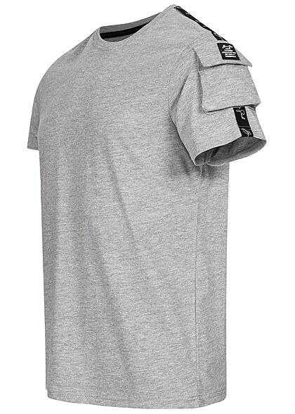 Brave Soul Herren T-Shirt Schultertasche Kontrast Streifen marl hell grau