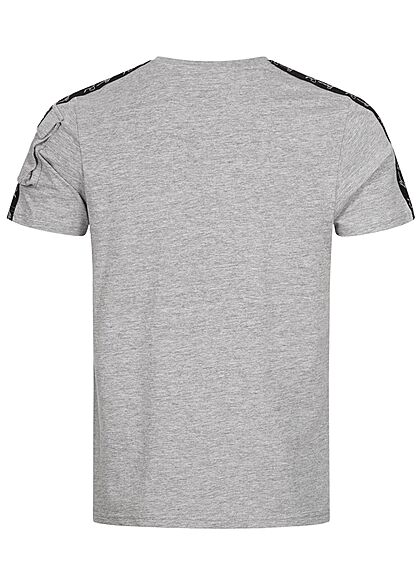 Brave Soul Herren T-Shirt Schultertasche Kontrast Streifen marl hell grau