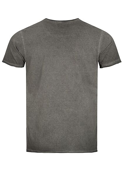 Brave Soul Herren T-Shirt mit Rollsaum cool wash schwarz