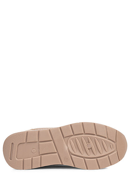 Seventyseven Lifestyle Damen Schuh Mesh Sneaker mit Applikation Materialmix beige