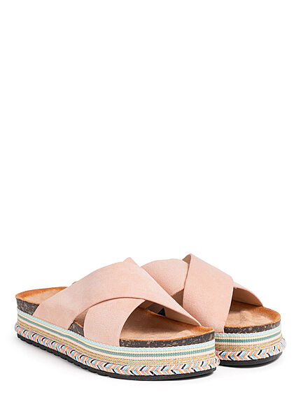 Seventyseven Lifestyle Damen Schuh Riemen Sandale in Velouroptik rosa