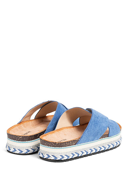Seventyseven Lifestyle Damen Schuh Riemen Sandale in Velouroptik blau