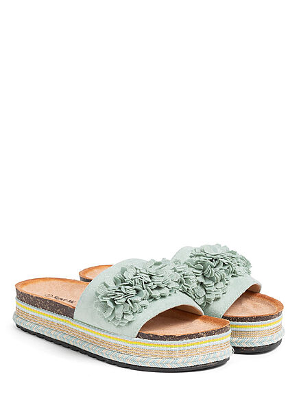 Seventyseven Lifestyle Damen Schuh Materialmix Sandale mit Tll Blumen grn - Art.-Nr.: 21052568
