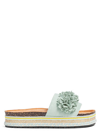 Seventyseven Lifestyle Damen Schuh Materialmix Sandale mit Tll Blumen grn
