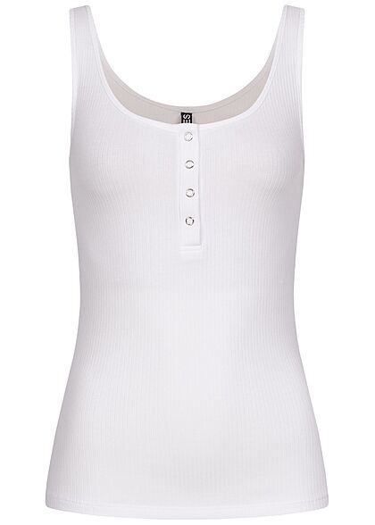 Pieces Damen NOOS Ribbed Tank Top Knopfleiste bright weiss