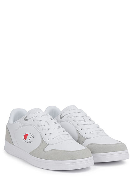Champion Herren Low Cut Schuh Sneaker Velours Optik weiss grau - Art.-Nr.: 21052608