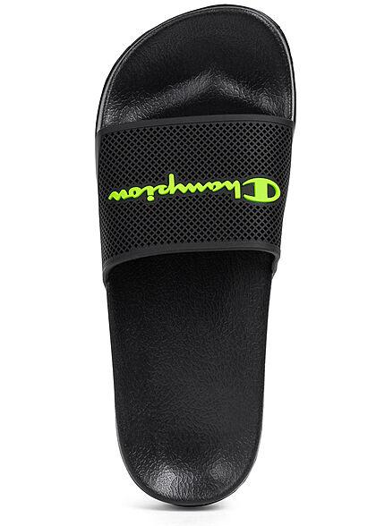 Champion Herren Schuh Sandale Logo Print schwarz neon grün