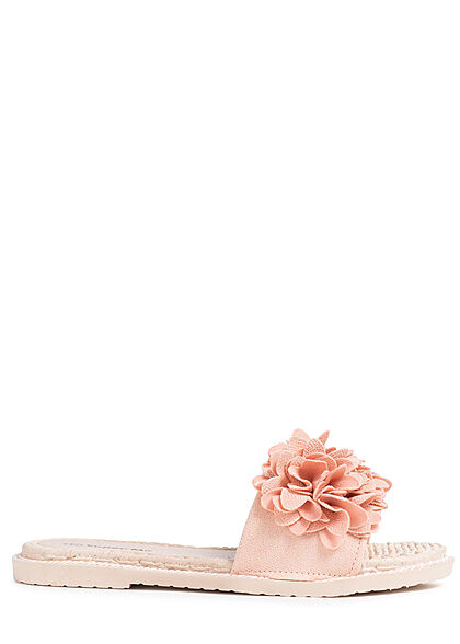 Seventyseven Lifestyle Damen Schuh Sandale Deko Blumen Applikation pink