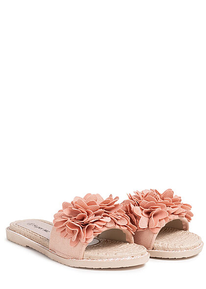 Seventyseven Lifestyle Damen Schuh Sandale Deko Blumen Applikation pink