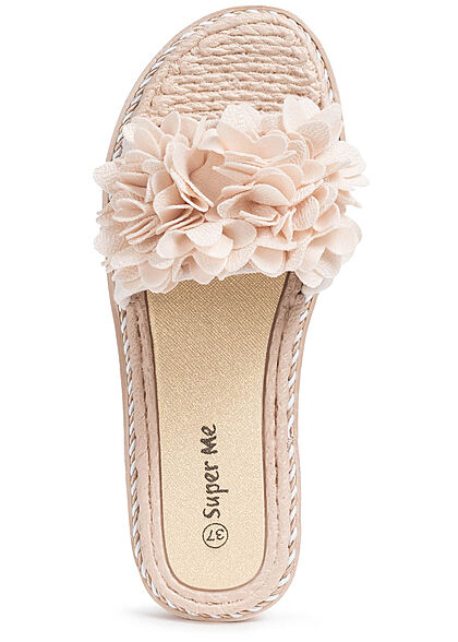 Seventyseven Lifestyle Damen Schuh Sandale Deko Blumen Applikation cream beige - Art.-Nr.: 21052620