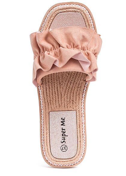 Seventyseven Lifestyle Damen Schuh Sandale Deko Applikation Raffung pink