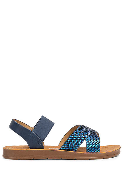 Seventyseven Lifestyle Damen Schuh Riemen Sandale Flechtoptik metallic blau