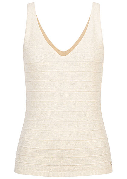 Tom Tailor Dames Ribbed V-Neck Tank Top soft creme beige
