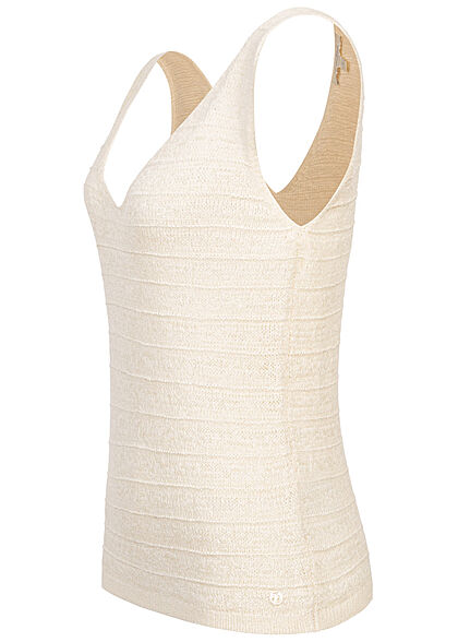 Tom Tailor Dames Ribbed V-Neck Tank Top soft creme beige