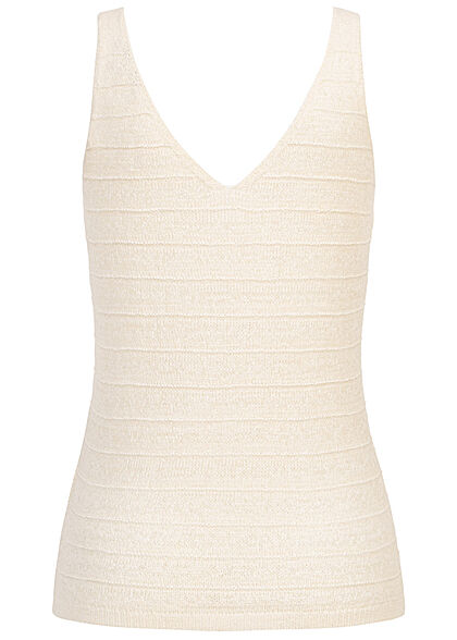 Tom Tailor Dames Ribbed V-Neck Tank Top soft creme beige