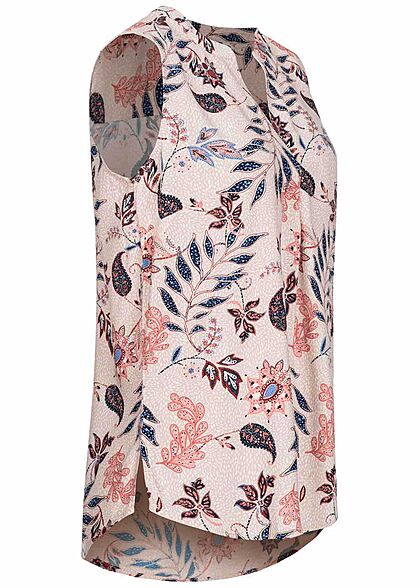 Tom Tailor Damen V-Neck Blusen Top Paisley Blumen Print weiss