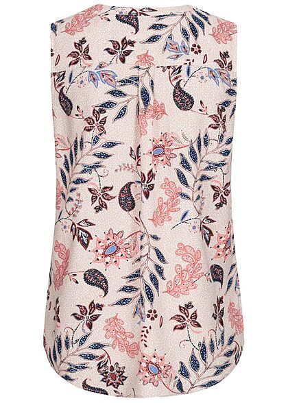 Tom Tailor Damen V-Neck Blusen Top Paisley Blumen Print weiss