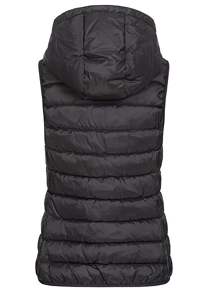 ONLY Dames NOOS Gewatteerd vest met kap en 2 zakken zwart