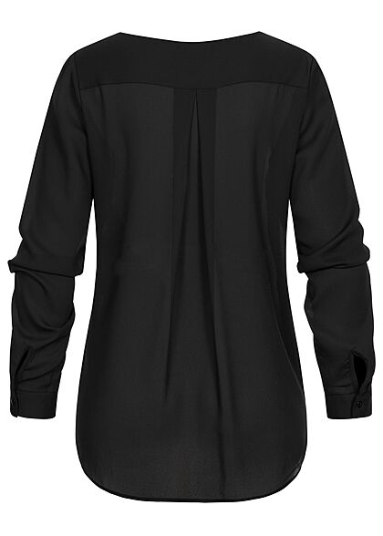VILA Dames NOOS lichte V-hals Blouse met lange mouwen zwart