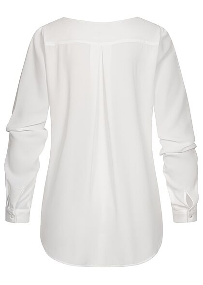 VILA Dames NOOS lichte V-hals Blouse met lange mouwen Sneeuwwitje