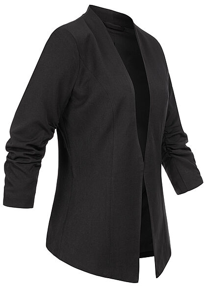 VILA Dames NOOS Open blazer met 3/4 mouwen gekreukte look zwart