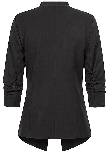VILA Dames NOOS Open blazer met 3/4 mouwen gekreukte look zwart