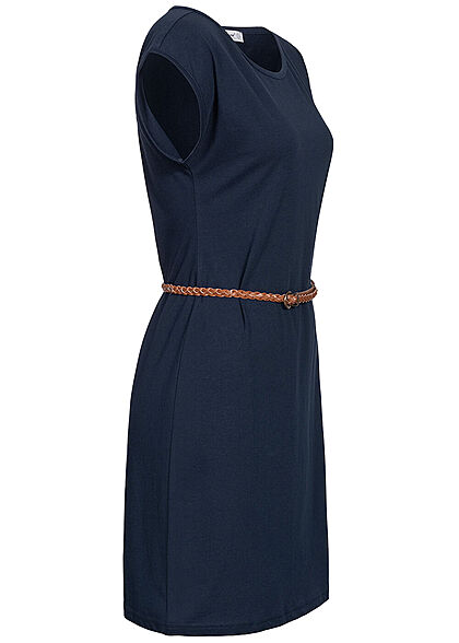 Seventyseven Lifestyle Dames Mini T-Shirt Jurk navy blauw