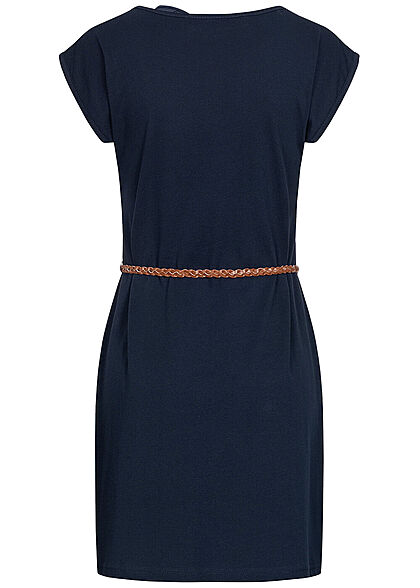 Seventyseven Lifestyle Dames Mini T-Shirt Jurk navy blauw
