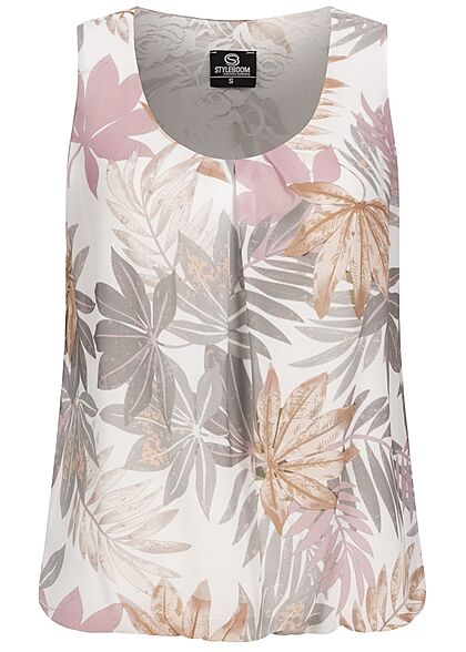 Styleboom Fashion Dames Chiffon Top Tropical Print wit