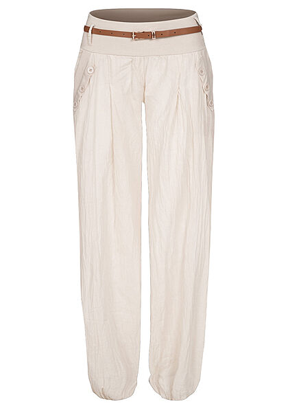 Styleboom Fashion Dames Broek met Riem beige