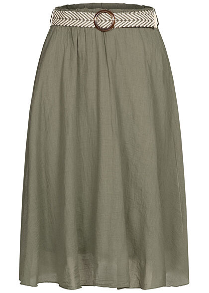 Styleboom Fashion Dames Midi Rok militaire khaki