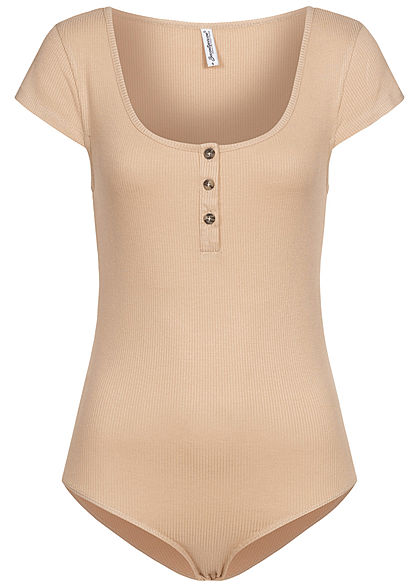 Seventyseven Lifestyle Dames Ribbed T-Shirt Body beige - Art.-Nr.: 21058231
