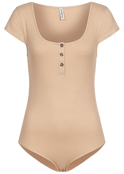 Seventyseven Lifestyle Dames Ribbed T-Shirt Body beige