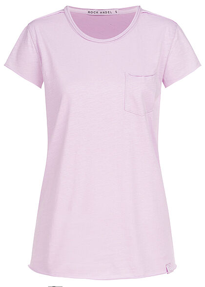 Rock Angel Damen T-Shirt mit Brusttasche & Rollsaumkanten tender lilac - Art.-Nr.: 21062727