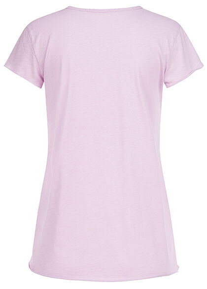 Rock Angel Damen T-Shirt mit Brusttasche & Rollsaumkanten tender lilac