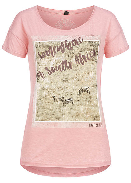 Eight2Nine Dames T-Shirt Safari Print peachskin roze - Art.-Nr.: 21062751