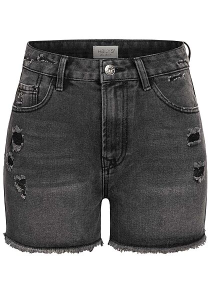 Hailys Dames High-Waist Jeans Shorts donkergrijs denim - Art.-Nr.: 21062824