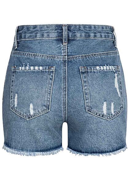Hailys Dames High-Waist Jeans Shorts medium blauw denim