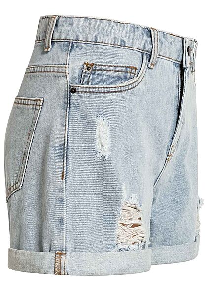 Hailys Dames Mom-Fit Jeans Shorts lichtblauw denim