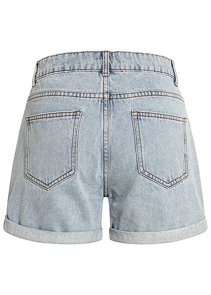 Hailys Dames Mom-Fit Jeans Shorts lichtblauw denim
