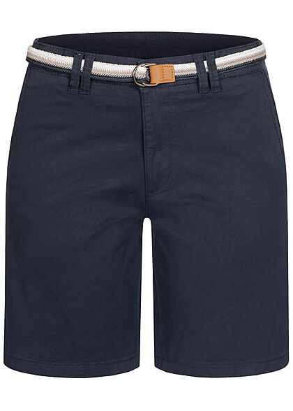 Zabaione Damen Bermuda Shorts inkl. Flechtgürtel 4-Pockets navy blau - Art.-Nr.: 21062843