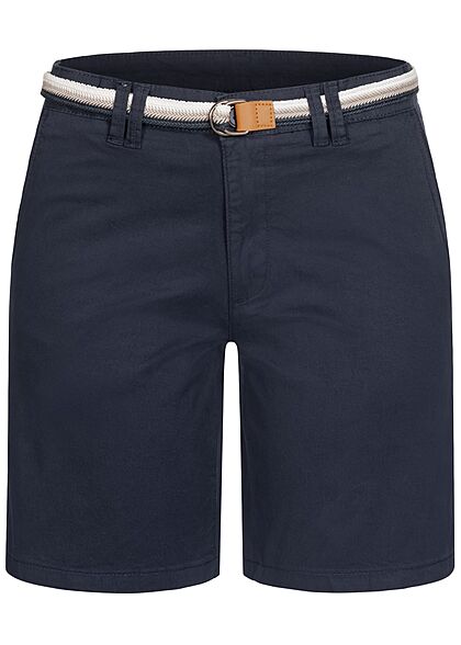Zabaione Damen Bermuda Shorts inkl. Flechtgrtel 4-Pockets navy blau - Art.-Nr.: 21062843