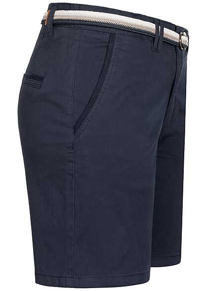 Zabaione Damen Bermuda Shorts inkl. Flechtgürtel 4-Pockets navy blau