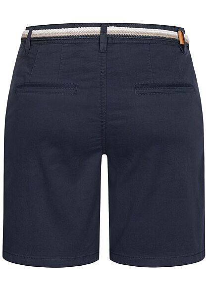 Zabaione Damen Bermuda Shorts inkl. Flechtgürtel 4-Pockets navy blau