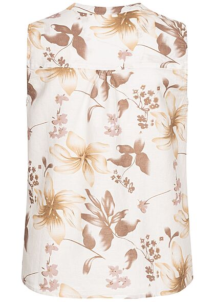 Zabaione Dames V-Neck Blouse Top Bloemen Print off wit