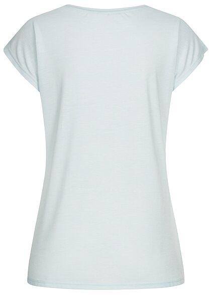 Zabaione Damen T-Shirt Beautiful Glitzer Print hell blau kupfer