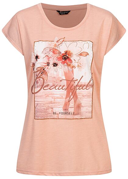 Zabaione Damen T-Shirt Beautiful Glitzer Print rosa - Art.-Nr.: 21062906